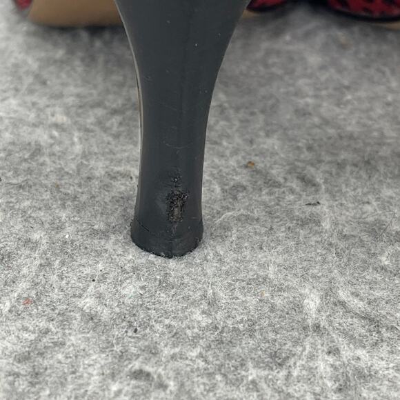 Adrienne Vittadini Jackee Red Black Cheetah Fine Leather Pump Heel Women 8.5M - Picture 10 of 13